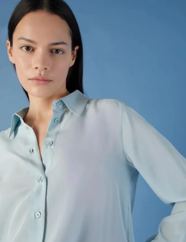 Marella Shirts Women Silk Shirt Skyblue
