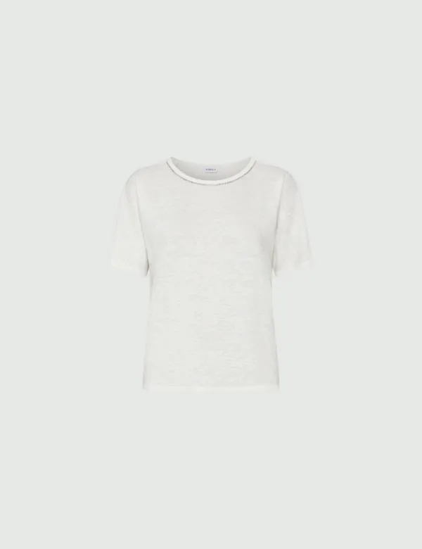 Marella Tops And TShirt Women Rhinestone Tshirt Wool White