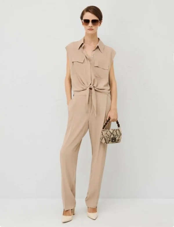 Marella Trousers Women Crepe Trousers Sand