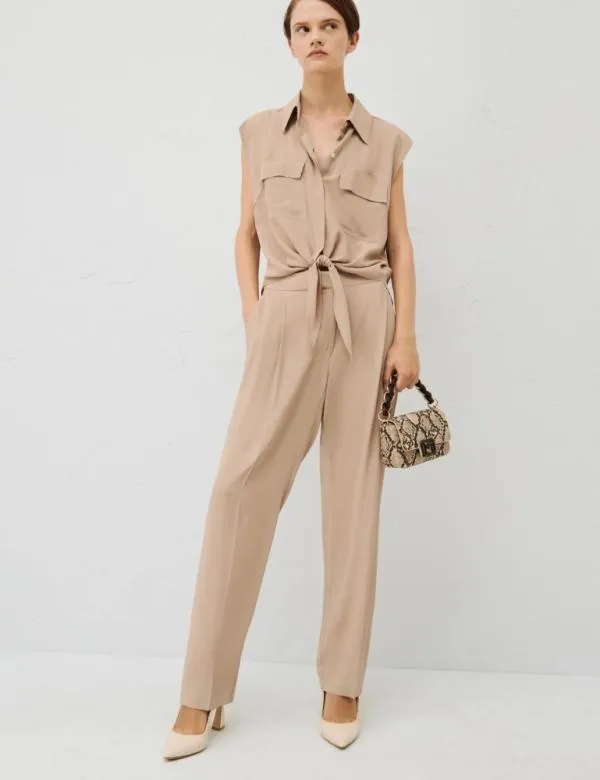 Marella Trousers Women Crepe Trousers Sand