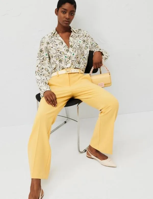 Marella Trousers Women Flared Trousers Gold