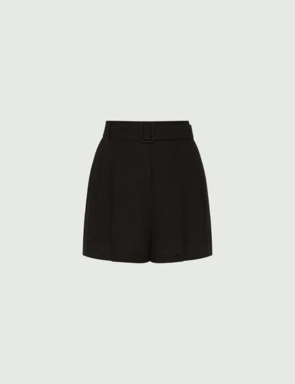 Marella Trousers Women Linen Shorts Black