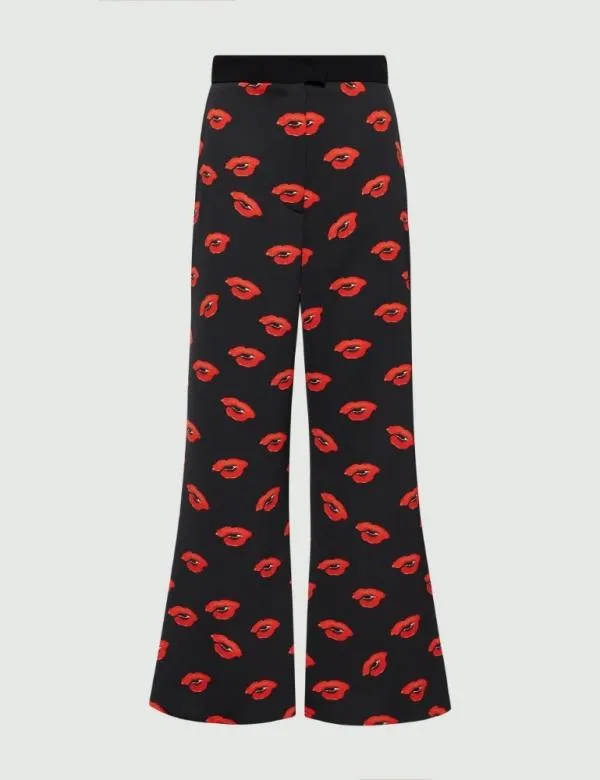 Marella Trousers Women Printed Trousers Black