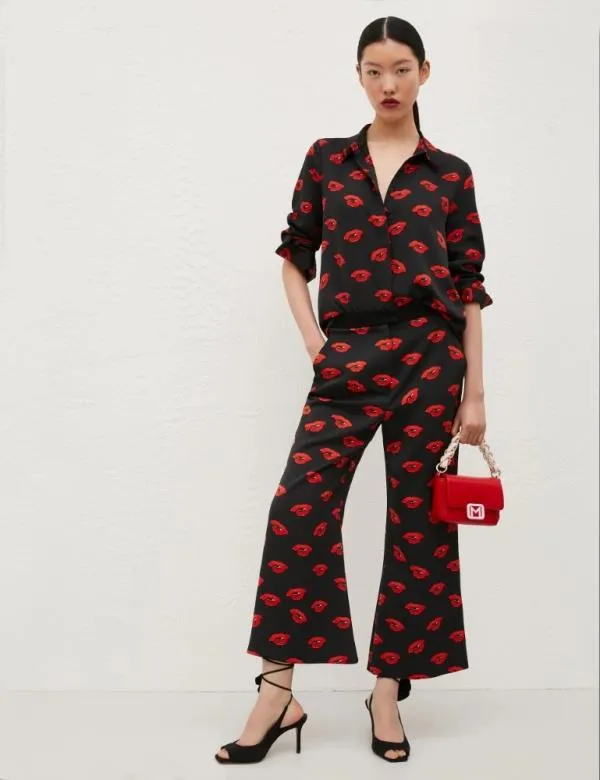 Marella Trousers Women Printed Trousers Black