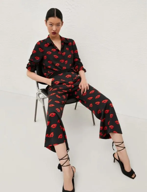 Marella Trousers Women Printed Trousers Black