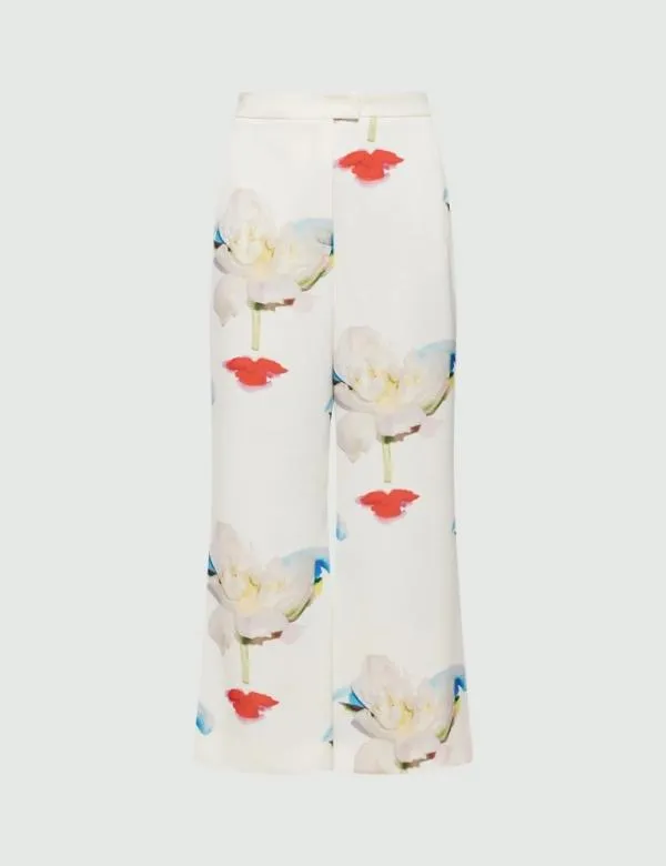 Marella Trousers Women Printed Trousers White
