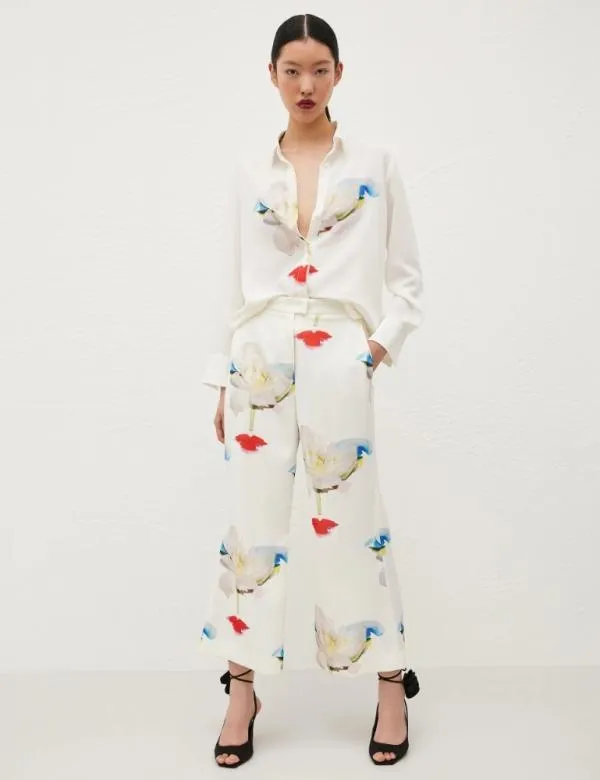 Marella Trousers Women Printed Trousers White