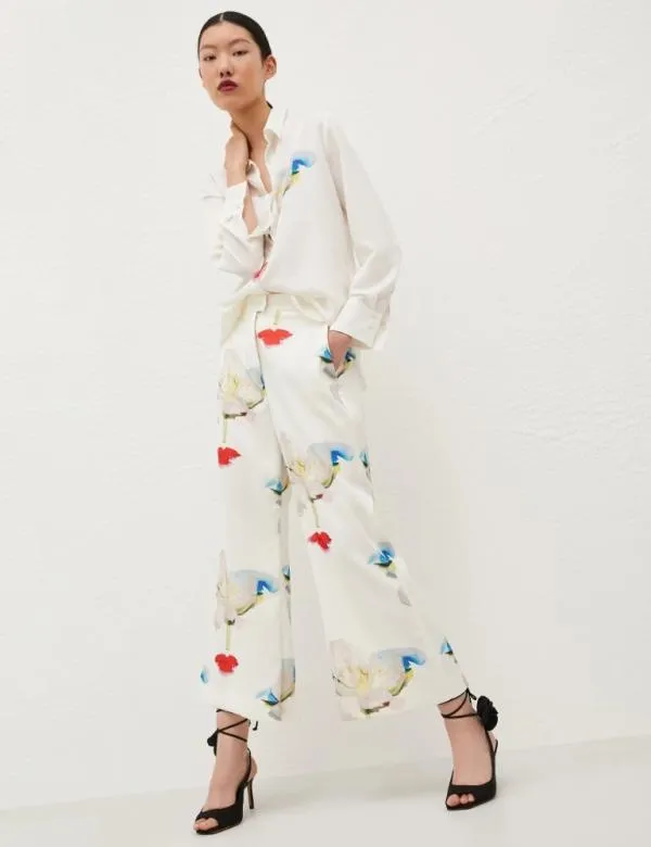 Marella Trousers Women Printed Trousers White
