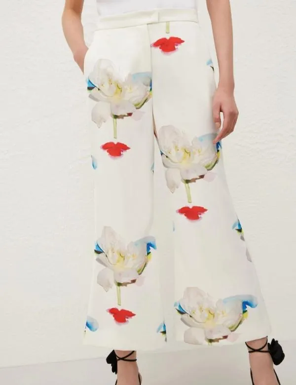 Marella Trousers Women Printed Trousers White
