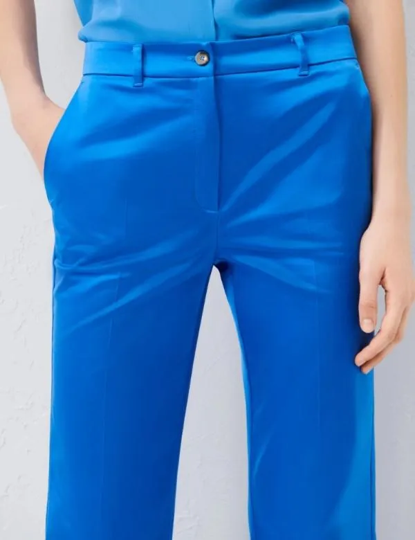 Marella Trousers Women Satin Trousers Deep Blue