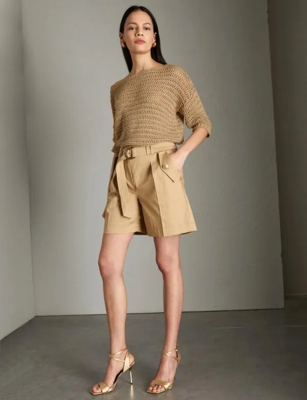 Marella Trousers Women Shorts and Belt Sand