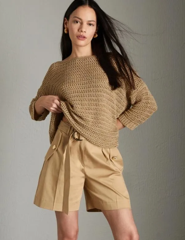 Marella Trousers Women Shorts and Belt Sand