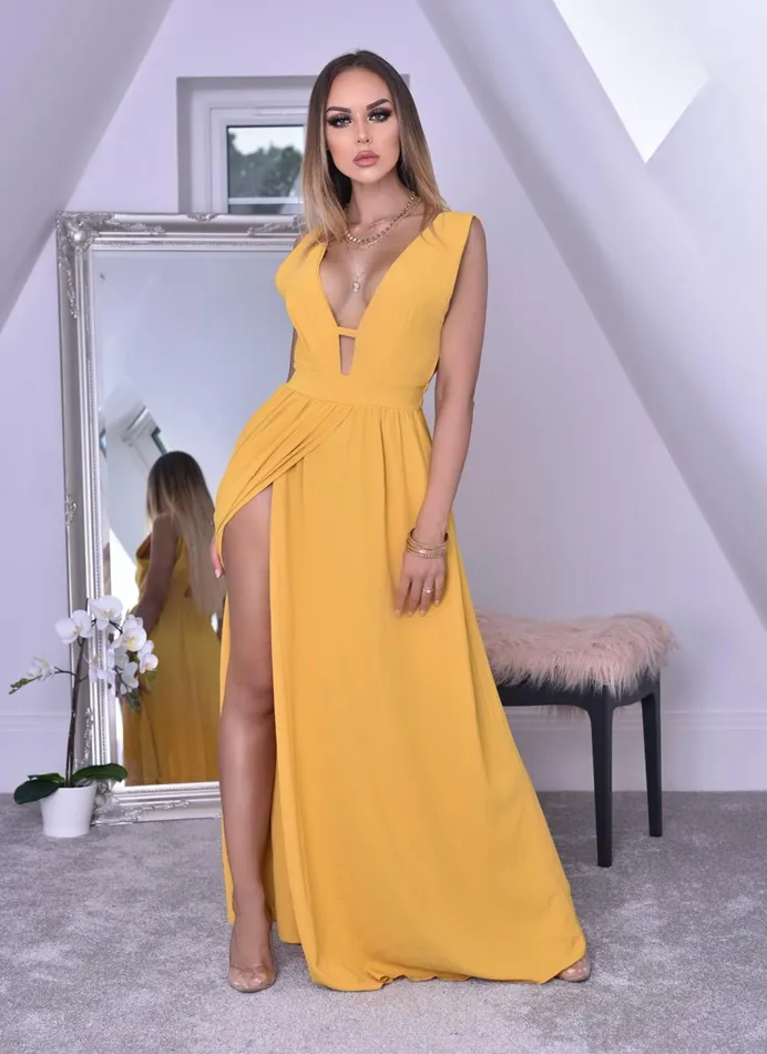 Margot Yellow Plunge Detail Maxi Dress Women Missfiga Maxi Dresses Margot Yellow Plunge Detail Maxi Dress Women Missfiga Maxi Dresses