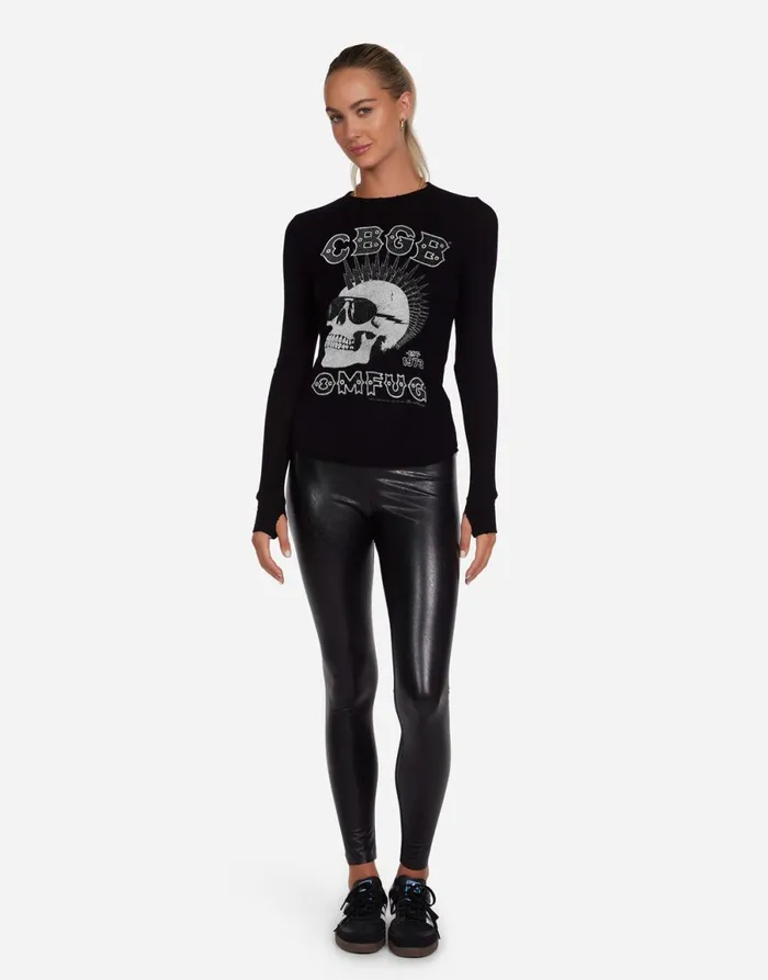 McKinley Crystal CBGB Punk Skull Black Women039s Lauren Moshi Long Sleeve