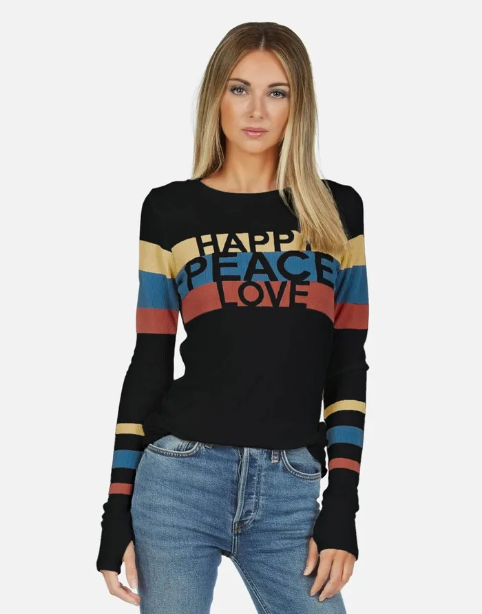 McKinley X Happy Peace Love Black Women039s Lauren Moshi Long Sleeve