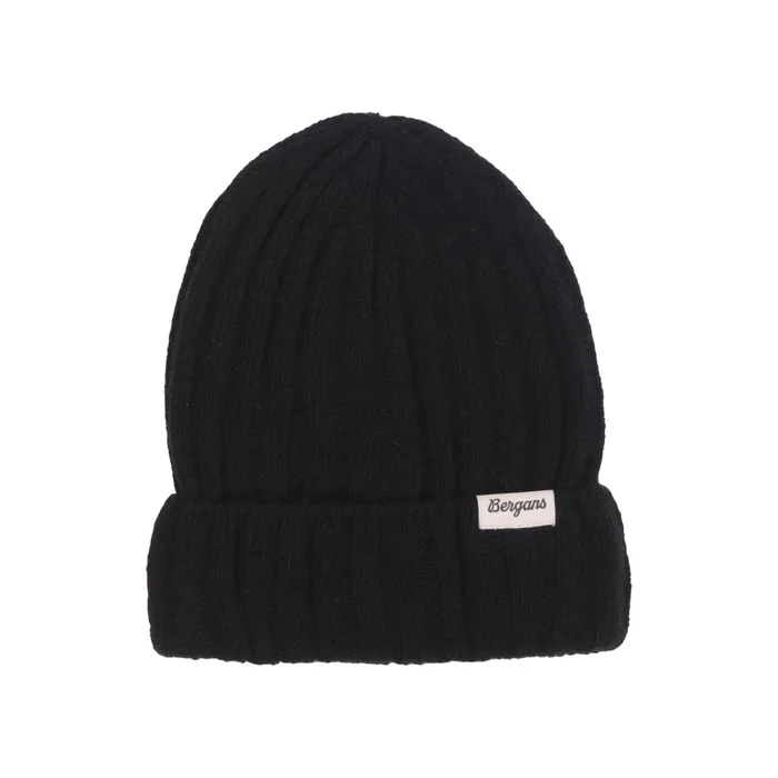 Men Bergans Of Norway Beanies And Caps Rabot Mount Rib Wool Beanie Black