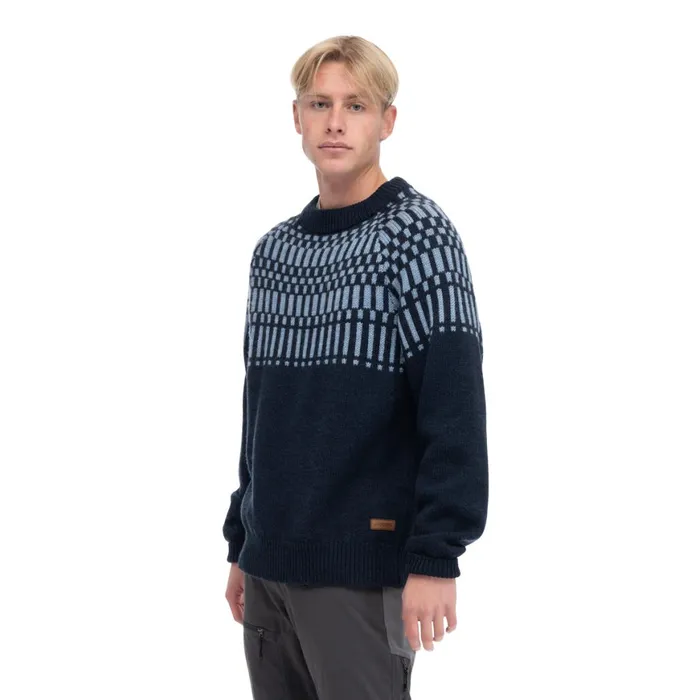 Men Bergans Of Norway Jumpers And Long Sleeves Nordmarka Merino Jumper Navy Blue Husky Blue