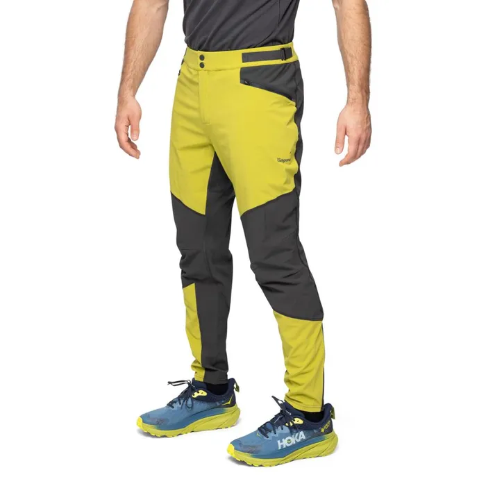 Men Bergans Of Norway Softshell Pants Y Lightline Progressive Pants Golden Lime Green Dark Shadow Grey