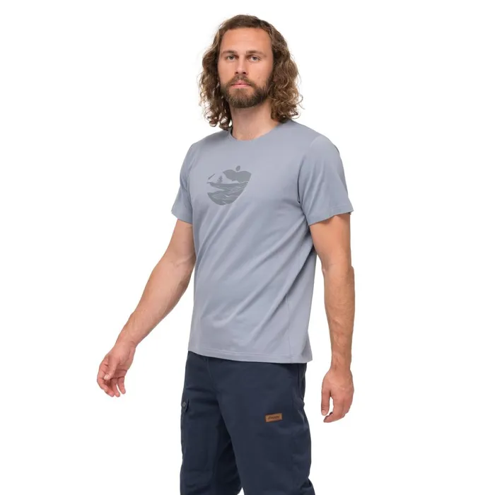 Men Bergans Of Norway TShirts Nordmarka Organic Cotton Print Tee Husky Blue