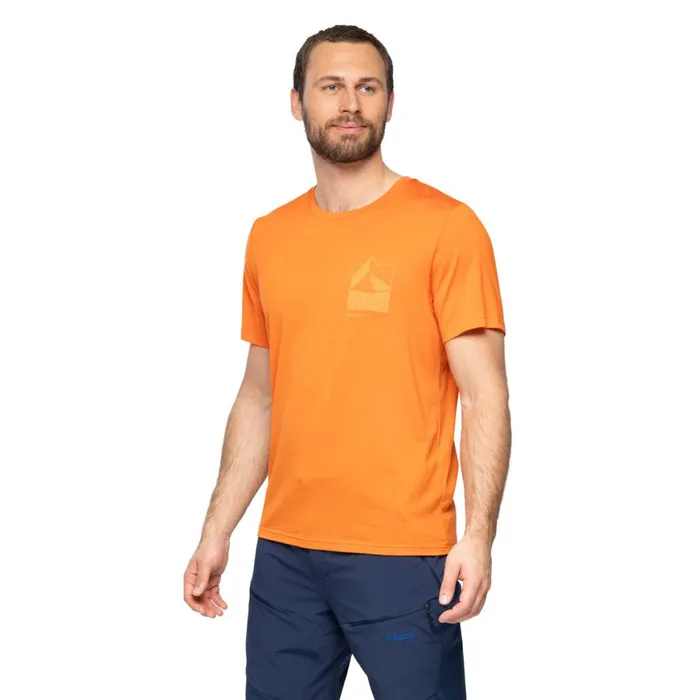 Men Bergans Of Norway TShirts Rabot Mount Wool Tee Alert Orange