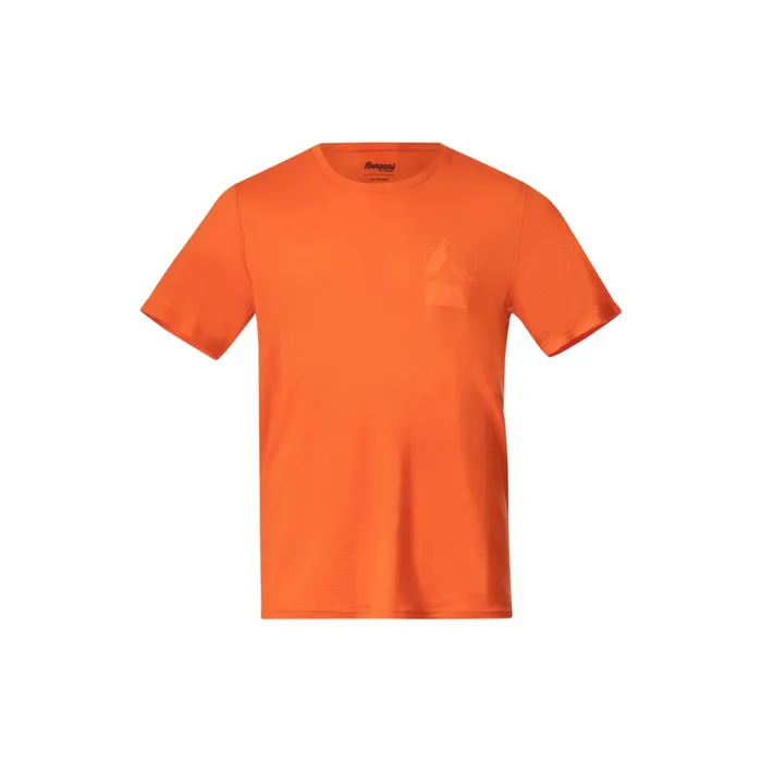 Men Bergans Of Norway TShirts Rabot Mount Wool Tee Alert Orange