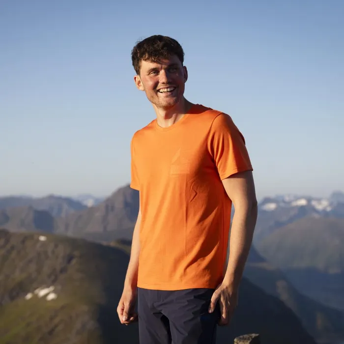Men Bergans Of Norway TShirts Rabot Mount Wool Tee Alert Orange