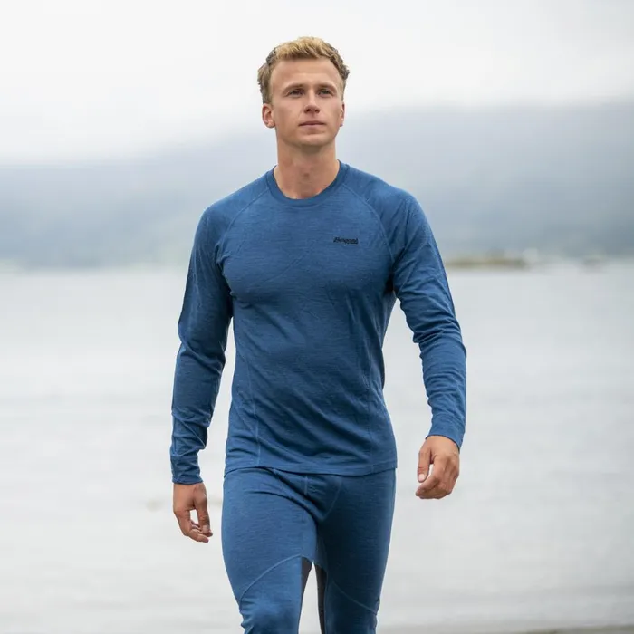 Men Bergans Of Norway Wool Longsleeved Shirts InnerPure Long Sleeve Orion Blue Solid Charcoal Men Bergans Of Norway Wool Longsleeved Shirts InnerPure Long Sleeve Orion Blue Solid Charcoal