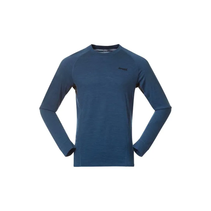 Men Bergans Of Norway Wool Longsleeved Shirts InnerPure Long Sleeve Orion Blue Solid Charcoal