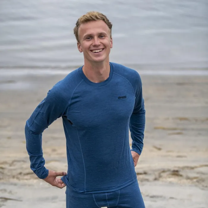 Men Bergans Of Norway Wool Longsleeved Shirts InnerPure Long Sleeve Orion Blue Solid Charcoal