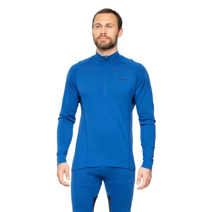 Men Bergans Of Norway Wool Longsleeved Shirts InnerPure Merino Half Zip Dusty Space Blue Black Men Bergans Of Norway Wool Longsleeved Shirts InnerPure Merino Half Zip Dusty Space Blue Black