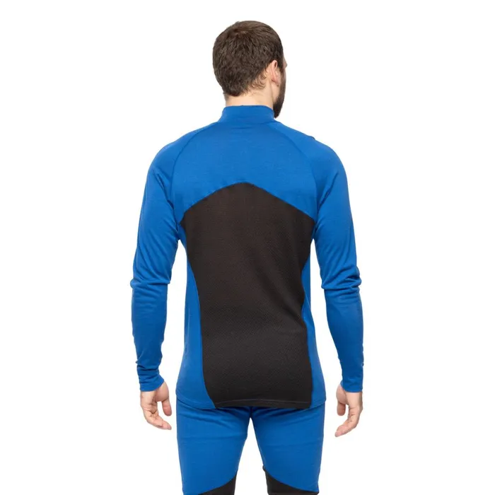 Men Bergans Of Norway Wool Longsleeved Shirts InnerPure Merino Half Zip Dusty Space Blue Black