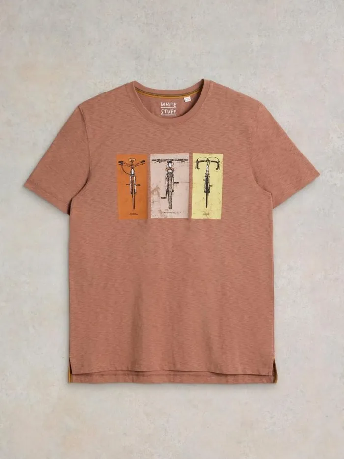 Men Bike Graphic Tee Pink Print White Stuff TShirts Men Bike Graphic Tee Pink Print White Stuff TShirts