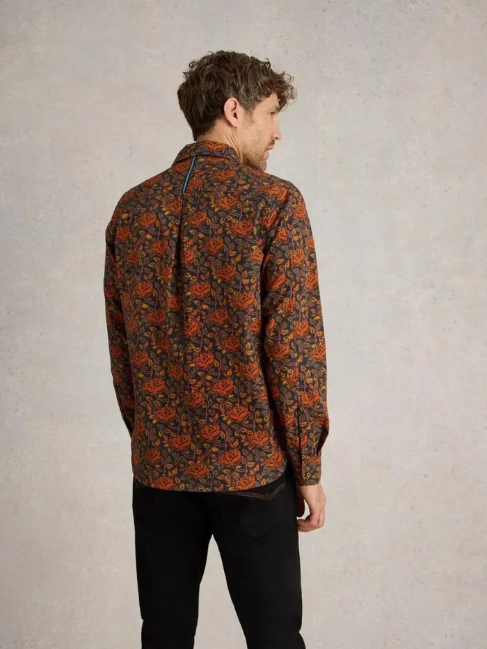 Men Block Floral Printed Shirt Brown Multi White Stuff Shirts