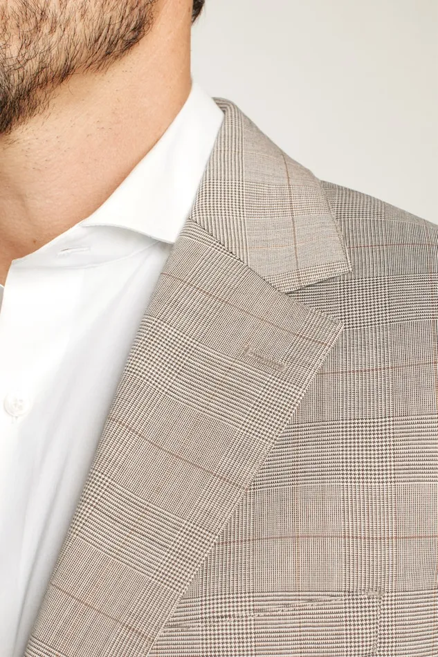 Men Bonobos Blazers and Sport Coats Jetsetter Stretch Italian Wool Suit Jacket Tan Plaid