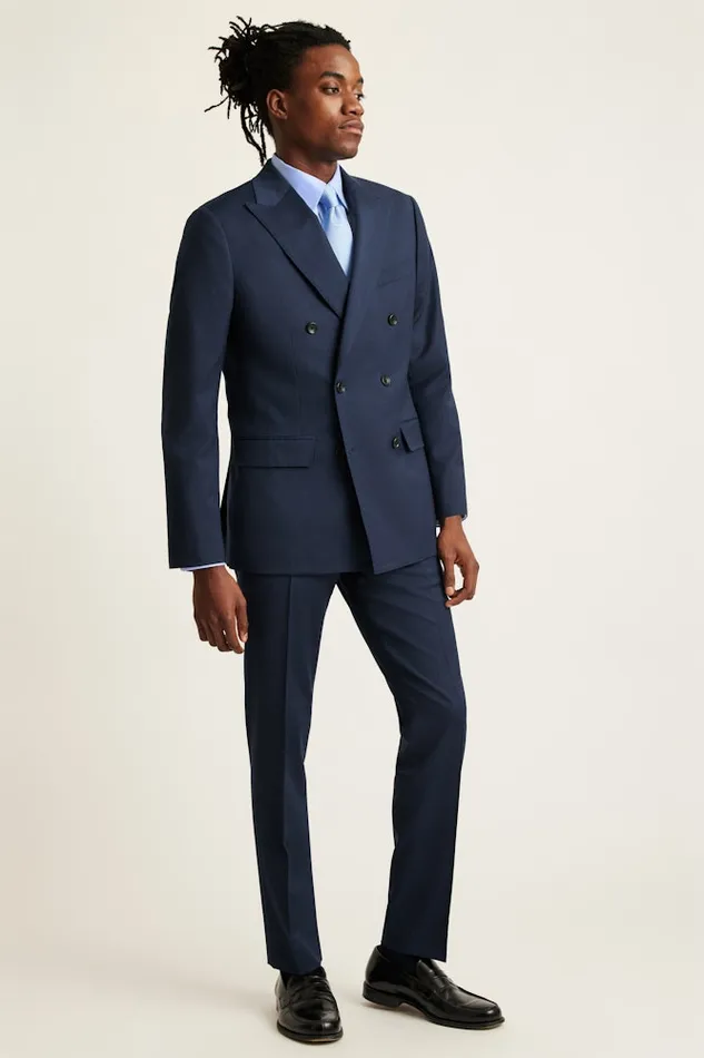 Men Bonobos Blazers and Sport Coats Jetsetter Wool Double Breasted Blazer Light Navy