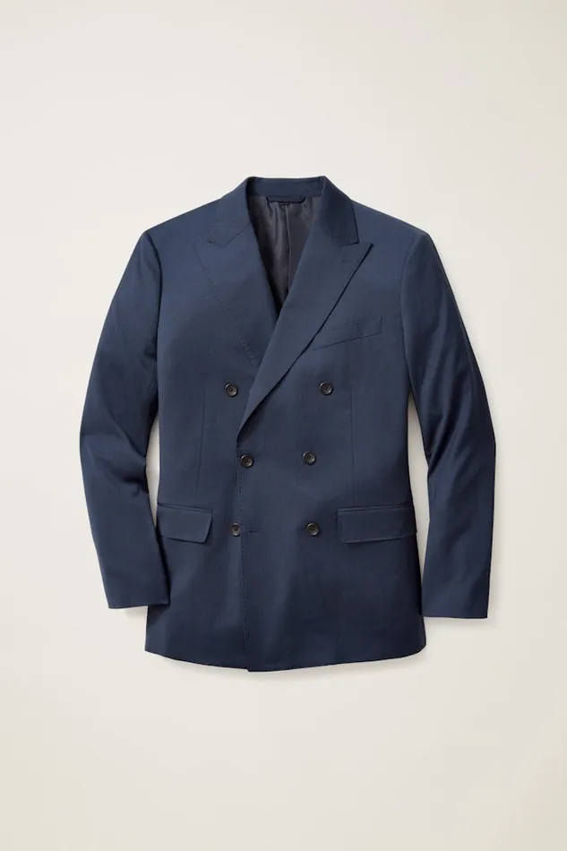 Men Bonobos Blazers and Sport Coats Jetsetter Wool Double Breasted Blazer Light Navy