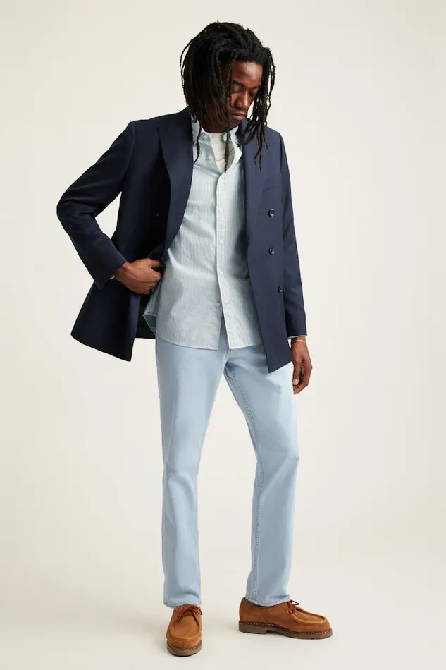 Men Bonobos Blazers and Sport Coats Jetsetter Wool Double Breasted Blazer Light Navy