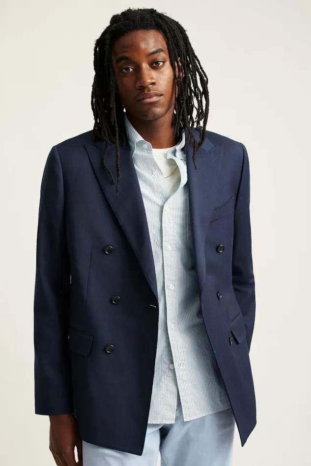 Men Bonobos Blazers and Sport Coats Jetsetter Wool Double Breasted Blazer Light Navy