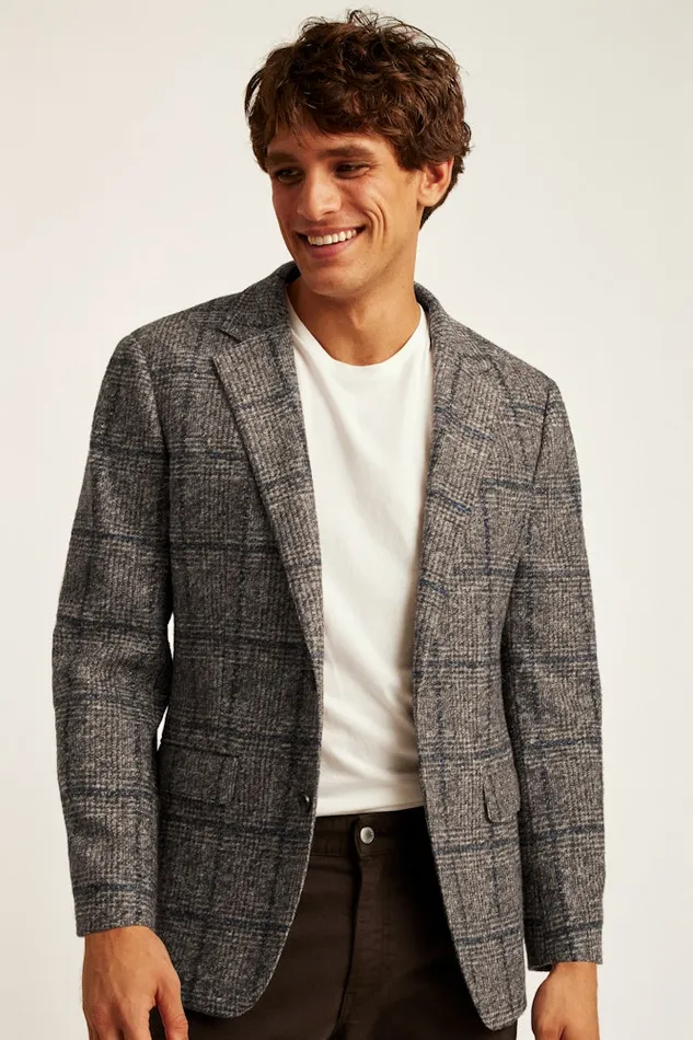 Men Bonobos Blazers and Sport Coats Knit Blazer Navy Brown Glen Plaid Men Bonobos Blazers and Sport Coats Knit Blazer Navy Brown Glen Plaid
