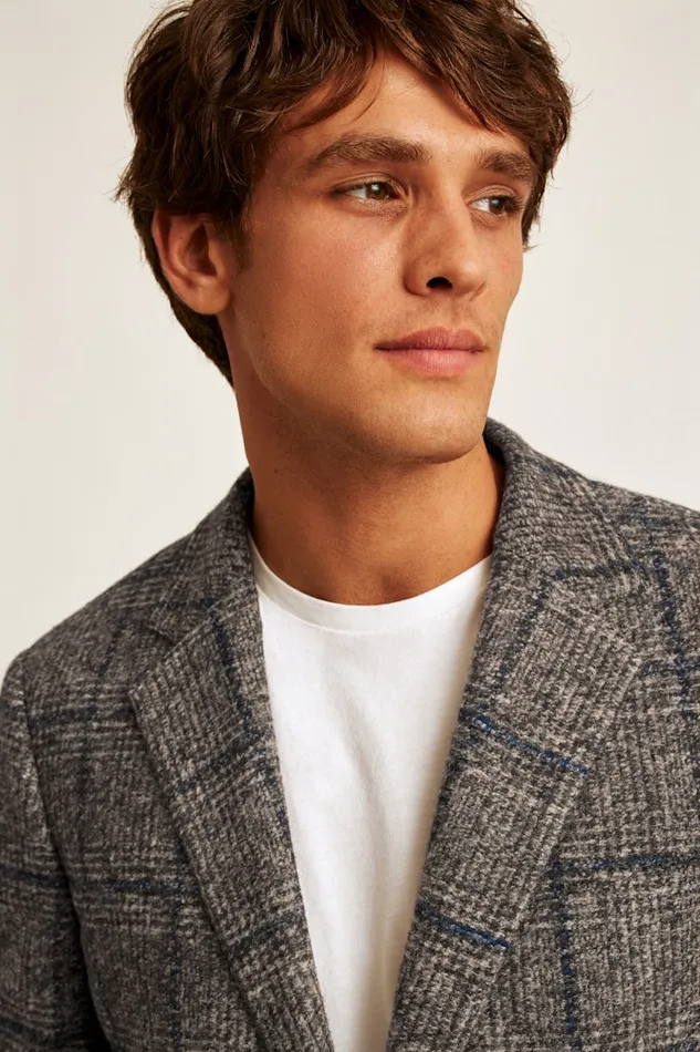 Men Bonobos Blazers and Sport Coats Knit Blazer Navy Brown Glen Plaid Men Bonobos Blazers and Sport Coats Knit Blazer Navy Brown Glen Plaid