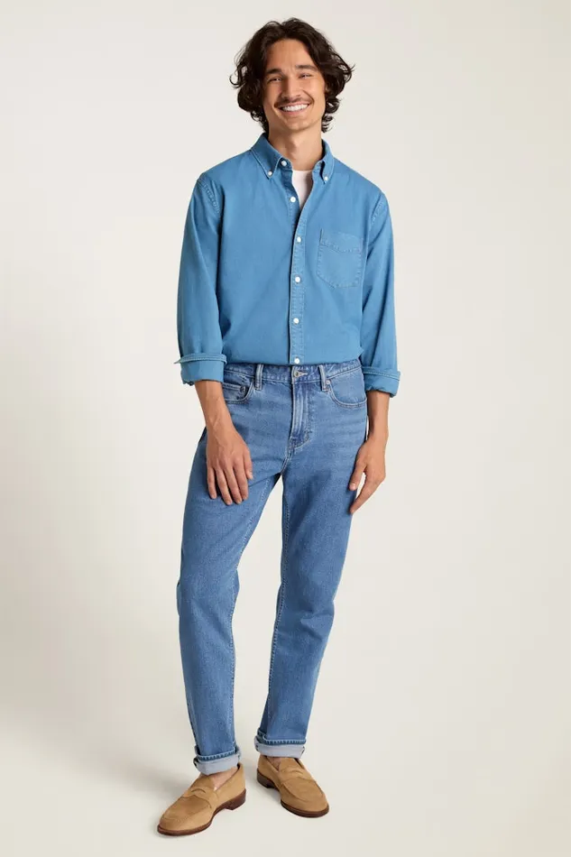 Men Bonobos Casual Shirts Everyday Denim Shirt Ocean Blue Wash