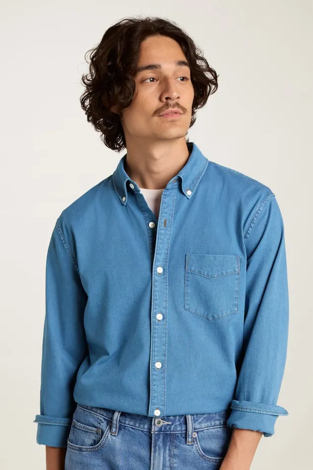 Men Bonobos Casual Shirts Everyday Denim Shirt Ocean Blue Wash Men Bonobos Casual Shirts Everyday Denim Shirt Ocean Blue Wash