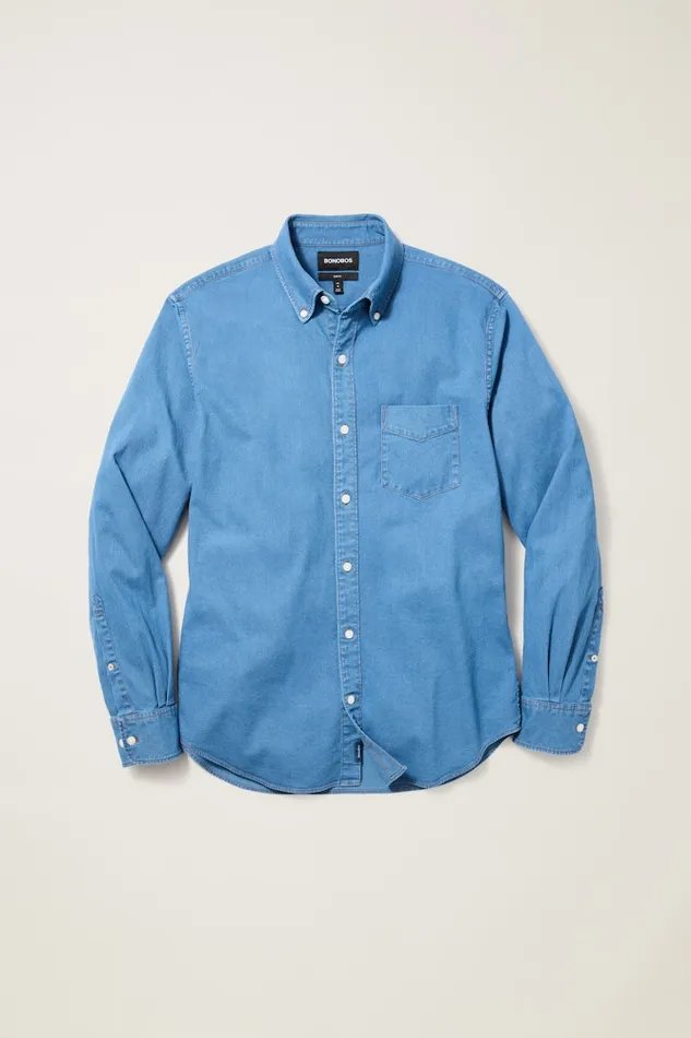 Men Bonobos Casual Shirts Everyday Denim Shirt Ocean Blue Wash Men Bonobos Casual Shirts Everyday Denim Shirt Ocean Blue Wash