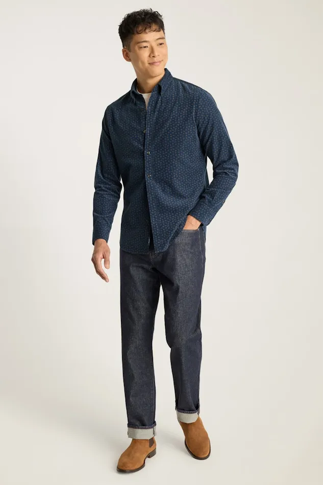 Men Bonobos Casual Shirts The Stretch Cord Shirt Navy Cashel Geo