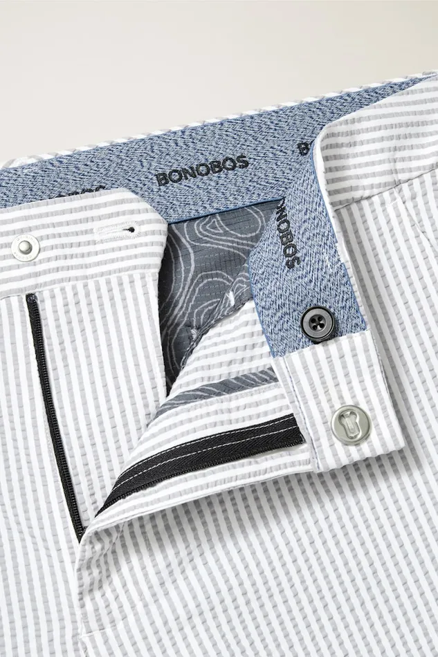 Men Bonobos Chinos Performance Seersucker Golf Pant Grey And White Stripe