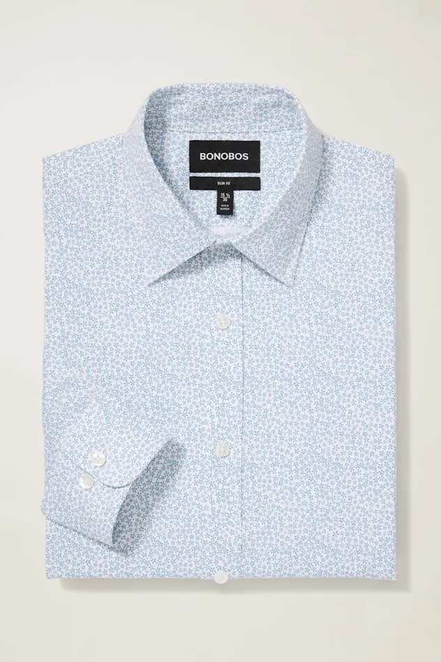 Men Bonobos Formal Dress Shirts Easy WrinkleResistant Bonobos Weekday Warrior Dress Shirt Dusty Blue Palmer Floral