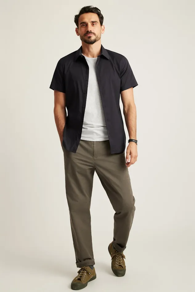 Men Bonobos Short Sleeve Shirts Tech Short Sleeve Shirt Solid Jet Black