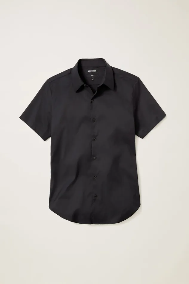 Men Bonobos Short Sleeve Shirts Tech Short Sleeve Shirt Solid Jet Black Men Bonobos Short Sleeve Shirts Tech Short Sleeve Shirt Solid Jet Black
