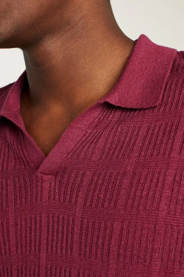 Men Bonobos Sweater Polos Hudson Italian Sweater Polo Red Linen
