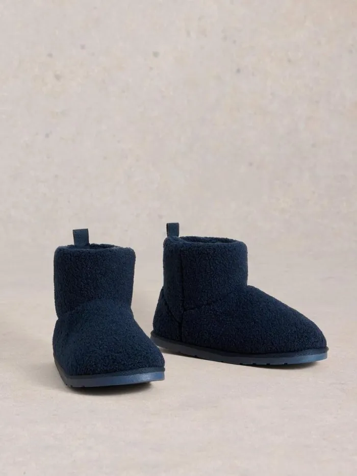 Men Borg Slipper Boots Navy Multi White Stuff Loungewear